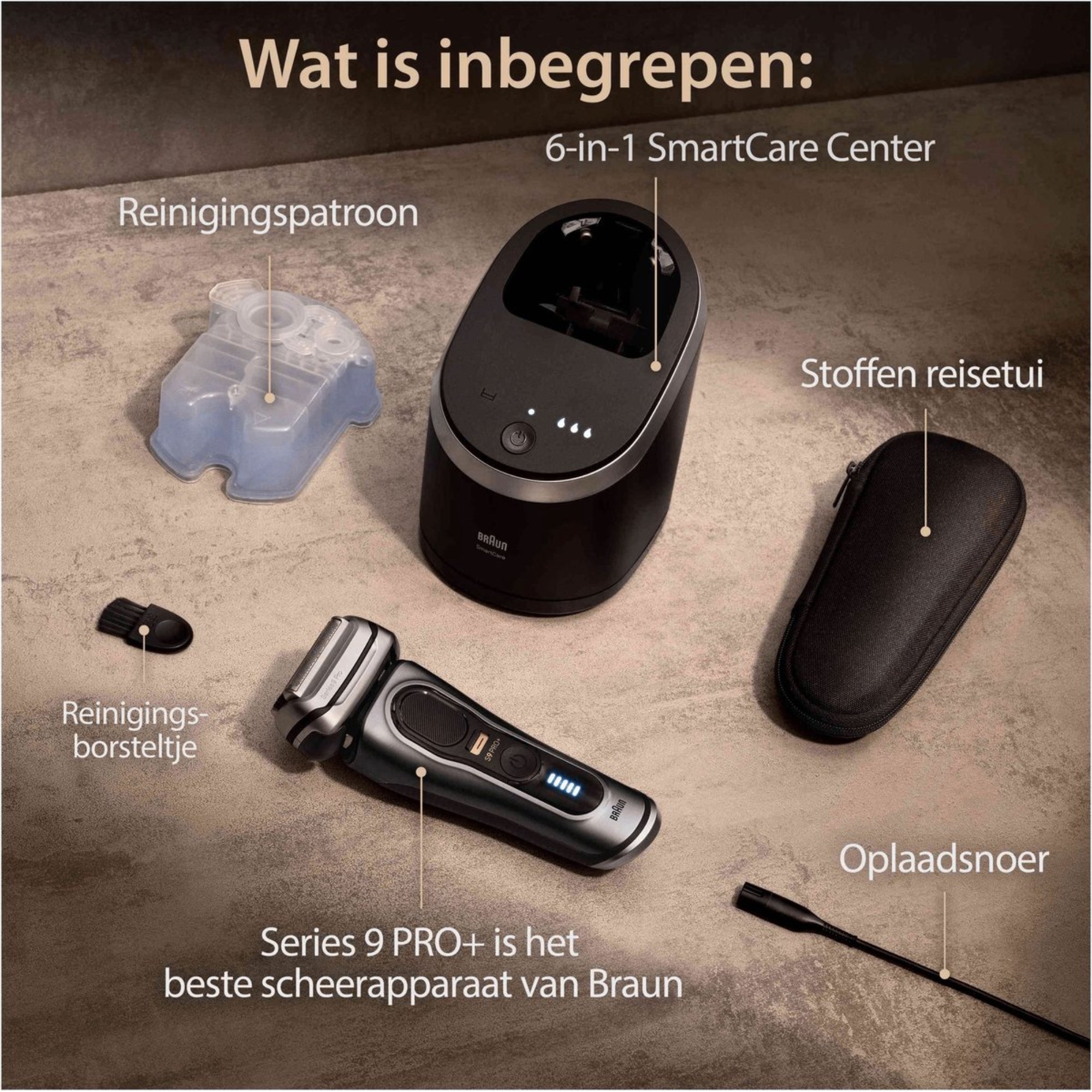 Braun Series 9 Pro+ 9565cc complete set met accessoires