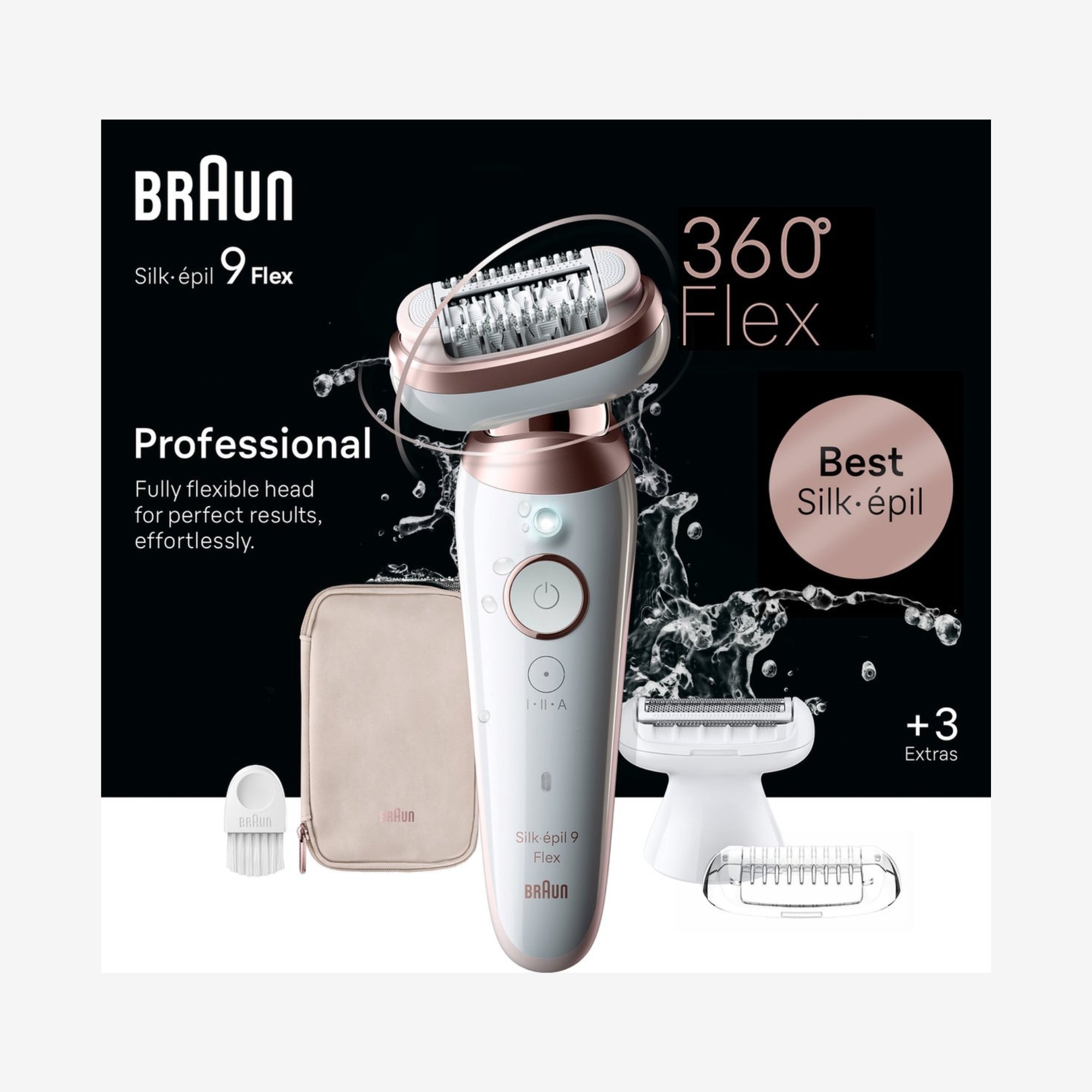 Braun Silk-épil 9 Flex 9-030 3D epilator wit rose titan met ladyshave opzetstuk