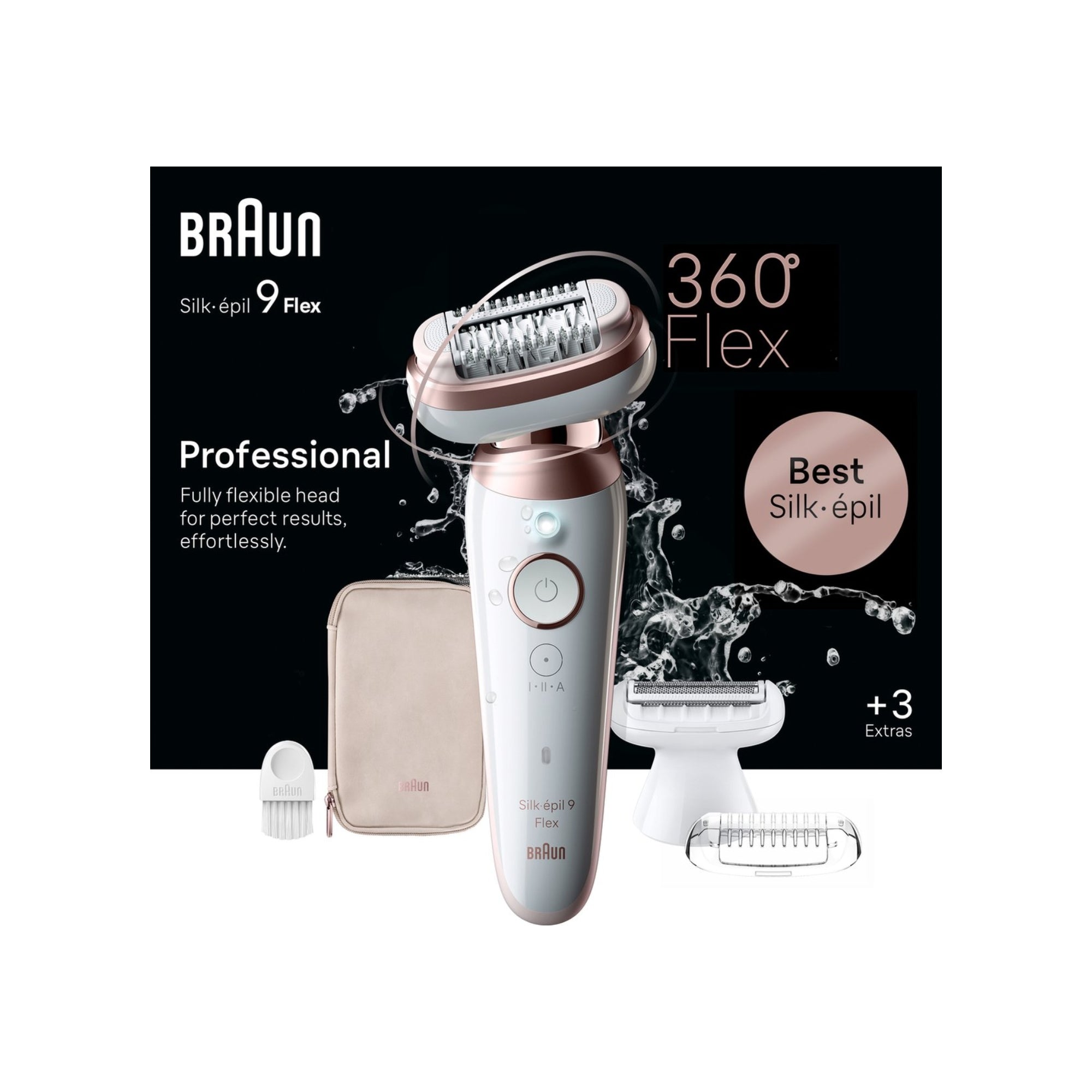 Braun Silk-épil 9 Flex Epilator met Ladyshave Opzetstuk – Wet & Dry – Wit/Rose Titan